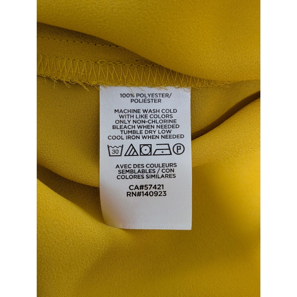 LOFT Yellow Blouse Long Sleeve Ruffle Detail V-Neck Top Size Medium - Picture 5 of 5